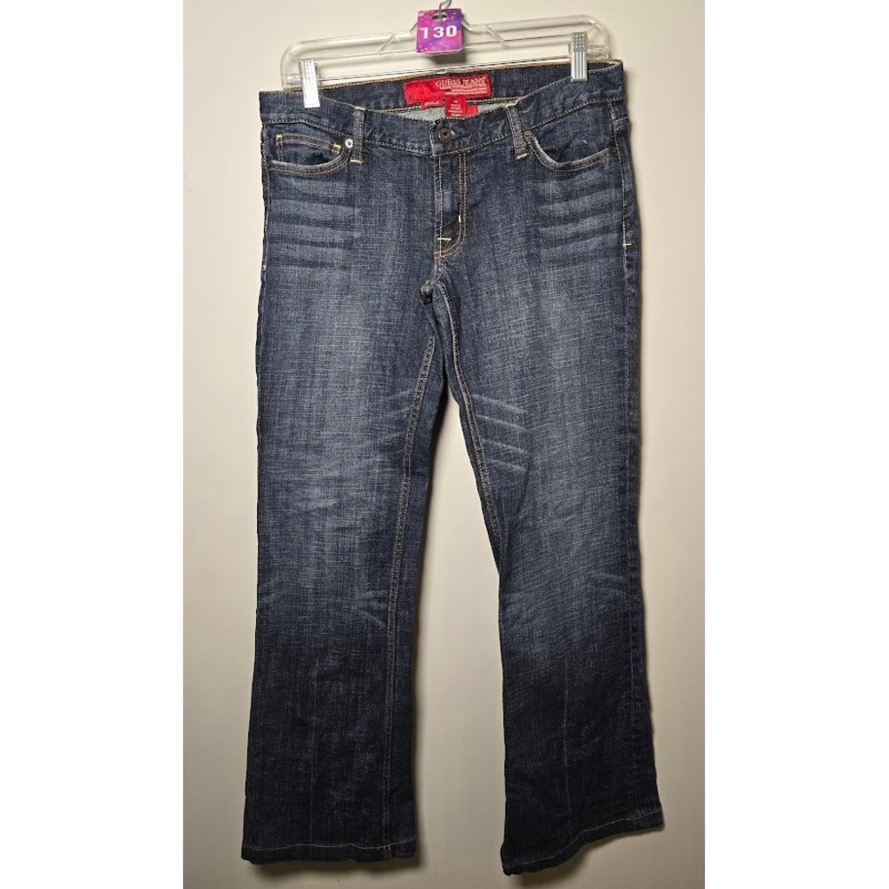 Guess Womens Jeans Dark Wash Foxy Flare Stretch Denim Low Rise Y2K Retro Size 29